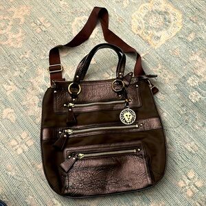 Anne Klein brown nylon/mixed-media cross body bag